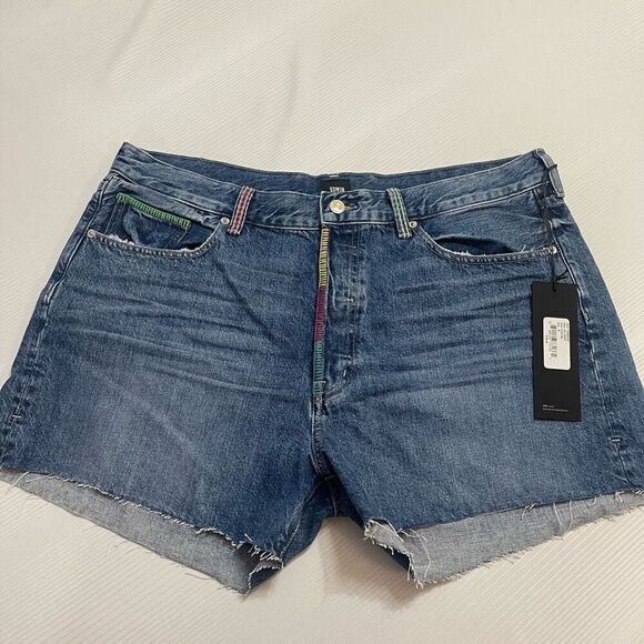 NWT Edwin Cai Short Electra Denim Cut Off Shorts Size 34 New - Picture 1 of 11